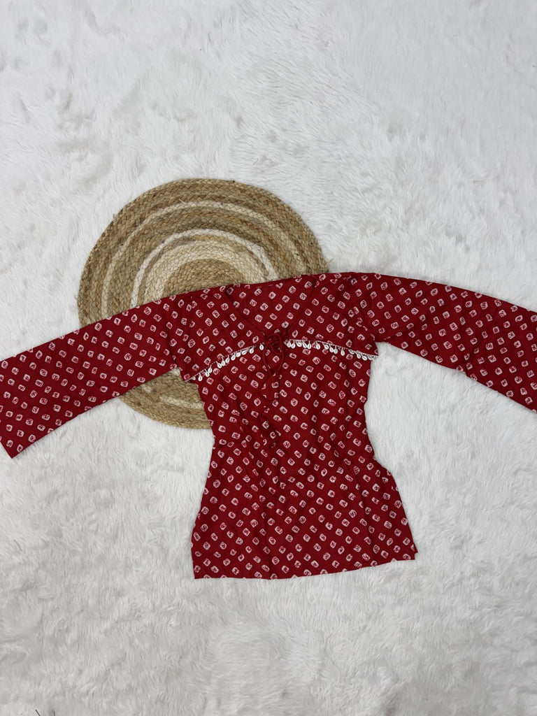 Cotton Bandhej Designer Kurti Outfit ClothsVilla