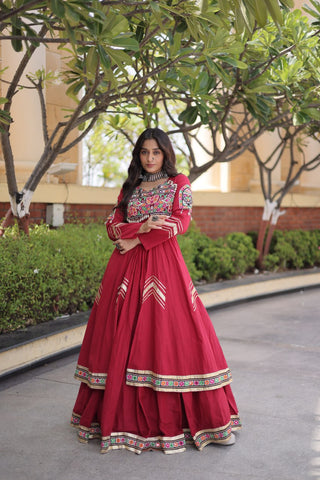 Cotton Gamthi & Gota Patti Work Lehenga with Shrug ClothsVilla