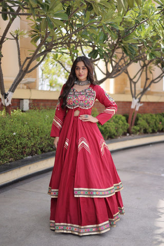 Cotton Gamthi & Gota Patti Work Lehenga with Shrug ClothsVilla
