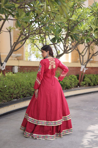 Cotton Gamthi & Gota Patti Work Lehenga with Shrug ClothsVilla