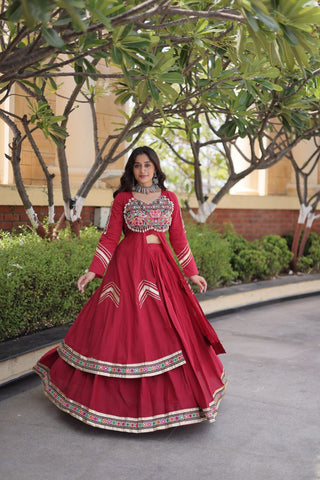 Cotton Gamthi & Gota Patti Work Lehenga with Shrug ClothsVilla