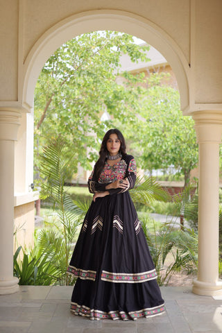 Cotton Gamthi & Gota Patti Work Lehenga with Shrug ClothsVilla