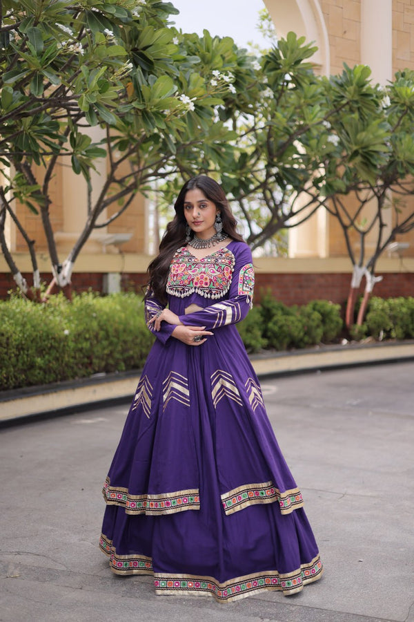 Cotton Gamthi & Gota Patti Work Lehenga with Shrug ClothsVilla