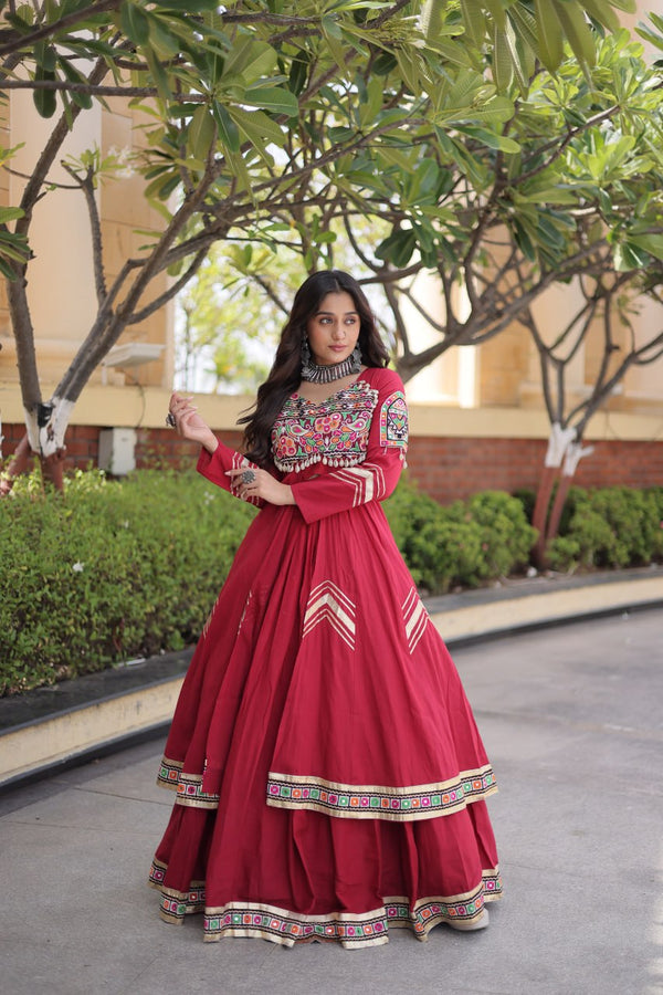 Cotton Gamthi & Gota Patti Work Lehenga with Shrug ClothsVilla