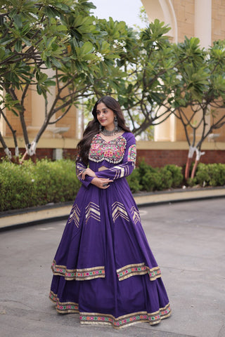 Cotton Gamthi & Gota Patti Work Lehenga with Shrug ClothsVilla