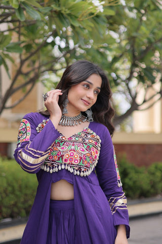 Cotton Gamthi & Gota Patti Work Lehenga with Shrug ClothsVilla