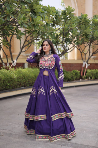 Cotton Gamthi & Gota Patti Work Lehenga with Shrug ClothsVilla