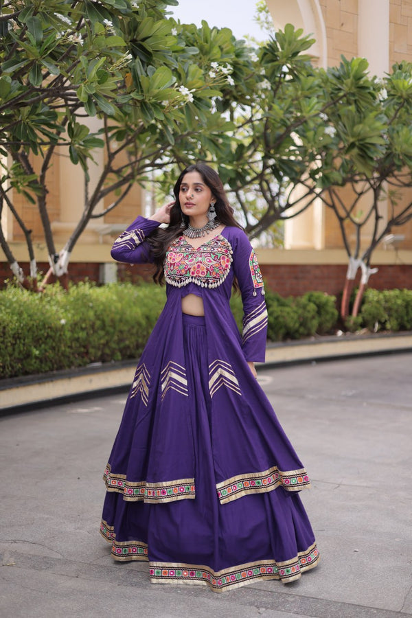 Cotton Gamthi & Gota Patti Work Lehenga with Shrug ClothsVilla
