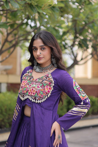 Cotton Gamthi & Gota Patti Work Lehenga with Shrug ClothsVilla