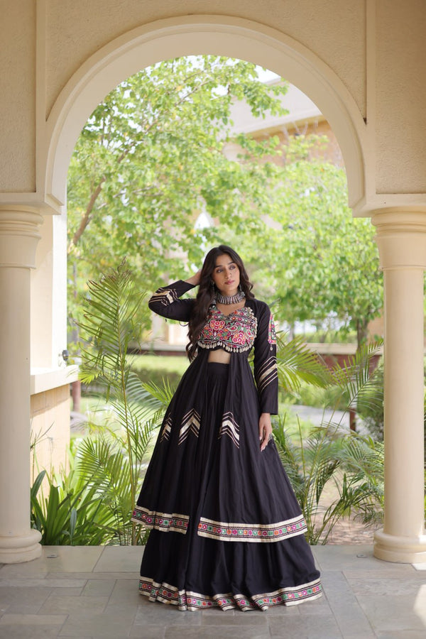Cotton Gamthi & Gota Patti Work Lehenga with Shrug ClothsVilla