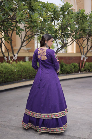 Cotton Gamthi & Gota Patti Work Lehenga with Shrug ClothsVilla