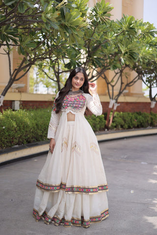 Cotton Gamthi & Gota Patti Work Lehenga with Shrug ClothsVilla