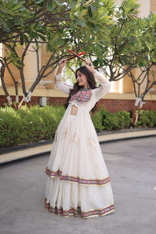 Cotton Gamthi & Gota Patti Work Lehenga with Shrug ClothsVilla