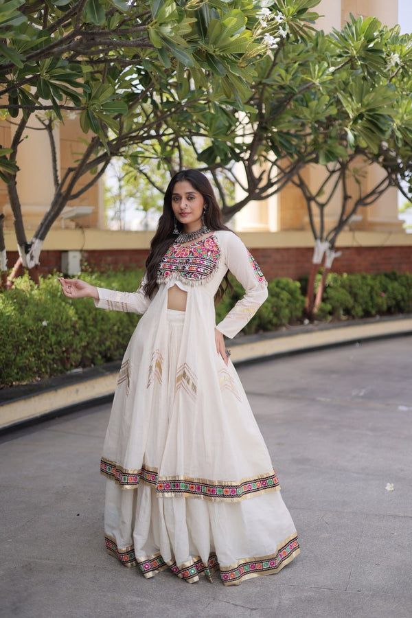 Cotton Gamthi & Gota Patti Work Lehenga with Shrug ClothsVilla