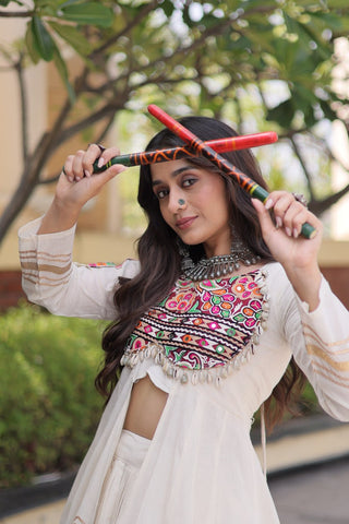 Cotton Gamthi & Gota Patti Work Lehenga with Shrug ClothsVilla