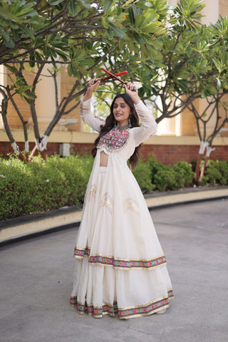 Cotton Gamthi & Gota Patti Work Lehenga with Shrug ClothsVilla
