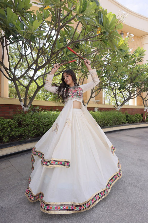 Cotton Gamthi & Gota Patti Work Lehenga with Shrug ClothsVilla