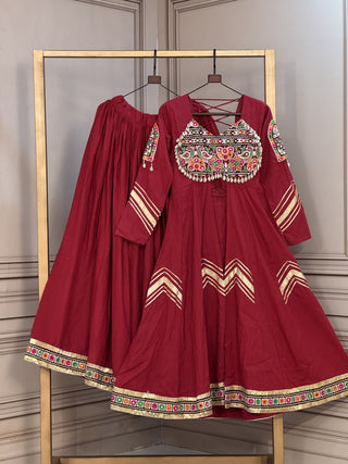 Cotton Gamthi & Gota Patti Work Lehenga with Shrug ClothsVilla
