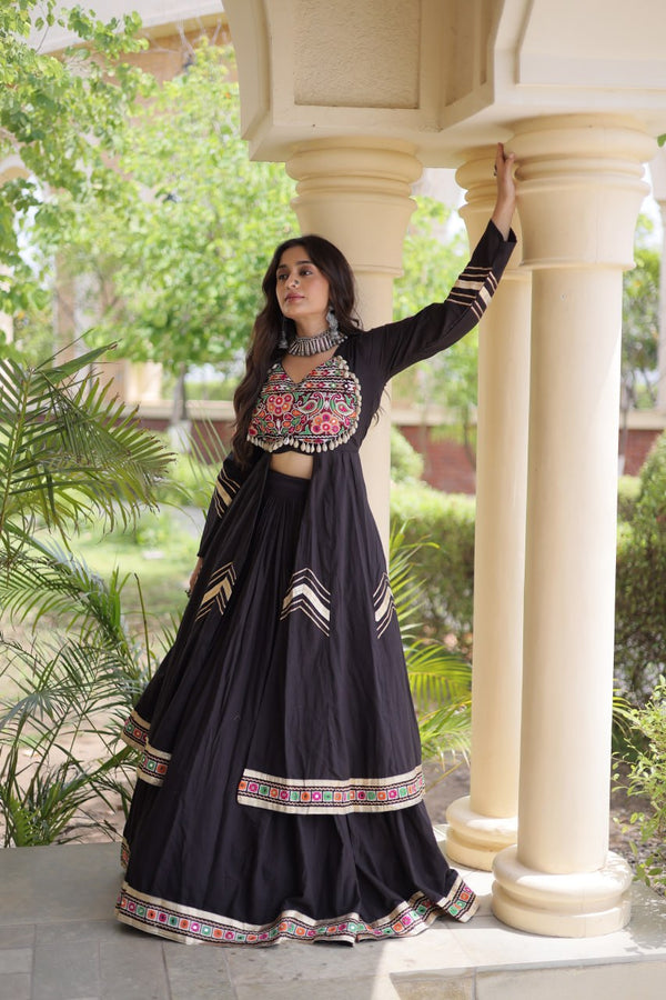 Cotton Gamthi & Gota Patti Work Lehenga with Shrug ClothsVilla
