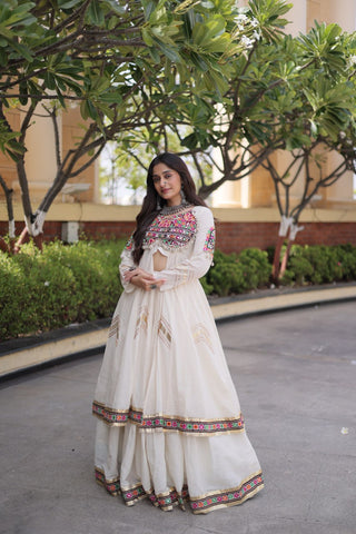 Cotton Gamthi & Gota Patti Work Lehenga with Shrug ClothsVilla