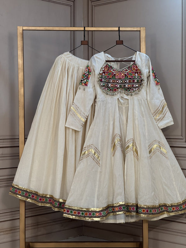 Cotton Gamthi & Gota Patti Work Lehenga with Shrug ClothsVilla
