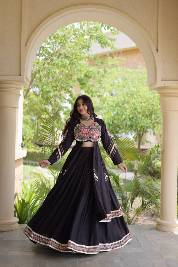Cotton Gamthi & Gota Patti Work Lehenga with Shrug ClothsVilla