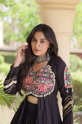 Cotton Gamthi & Gota Patti Work Lehenga with Shrug ClothsVilla