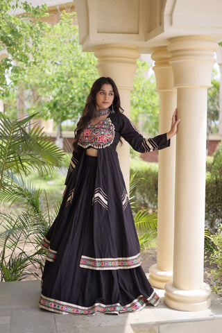 Cotton Gamthi & Gota Patti Work Lehenga with Shrug ClothsVilla