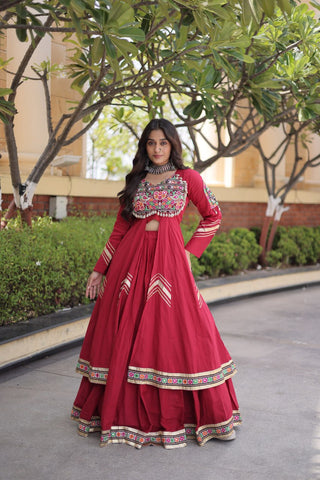 Cotton Gamthi & Gota Patti Work Lehenga with Shrug ClothsVilla