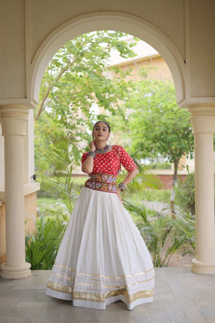 Cotton Gota Patti Bandhej Lehenga Set Clothsvilla