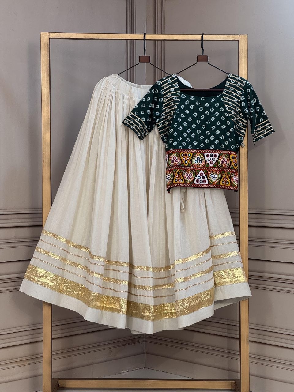 Cotton Gota Patti Bandhej Lehenga Set Clothsvilla