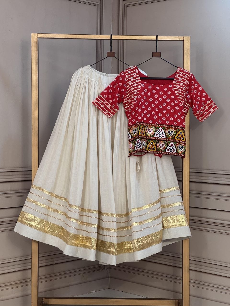 Cotton Gota Patti Bandhej Lehenga Set Clothsvilla