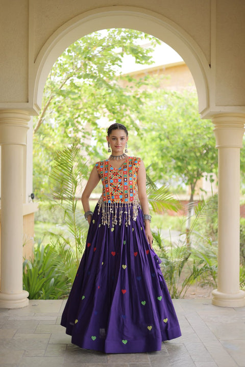 Cotton Heart Embroidered Lehenga Choli ClothsVilla Main image