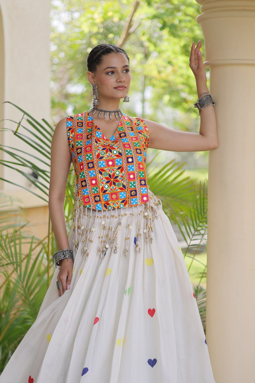 Cotton Heart Embroidered Lehenga Choli ClothsVilla