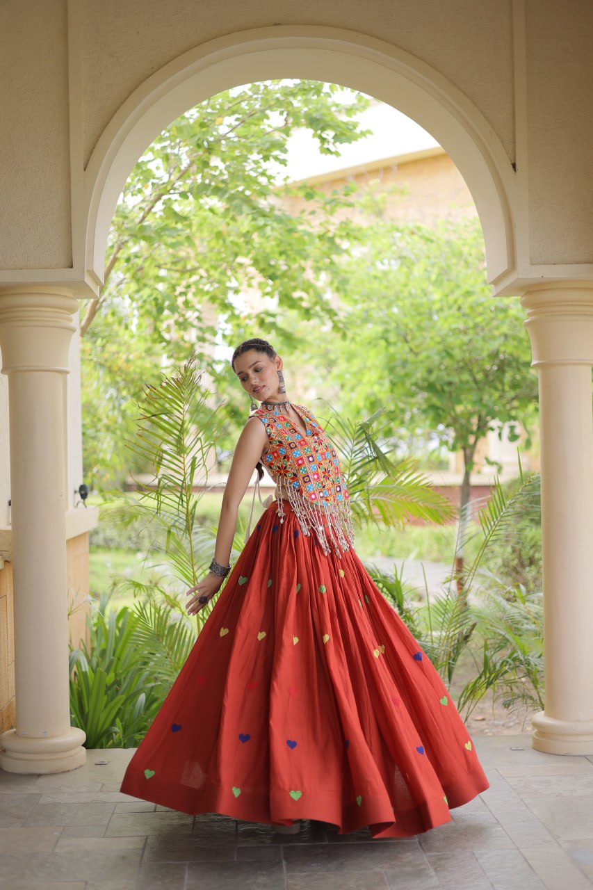Cotton Heart Embroidered Lehenga Choli ClothsVilla