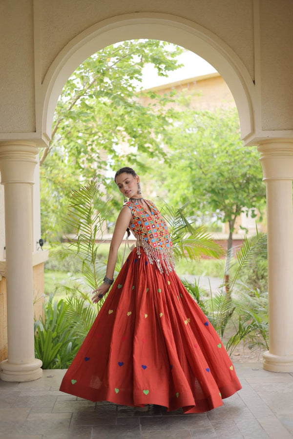 Cotton Heart Embroidered Lehenga Choli ClothsVilla