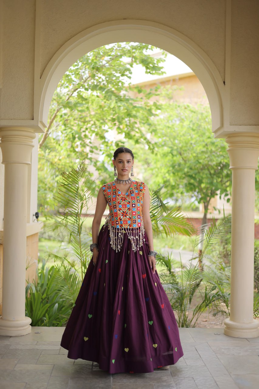 Cotton Heart Embroidered Lehenga Choli ClothsVilla