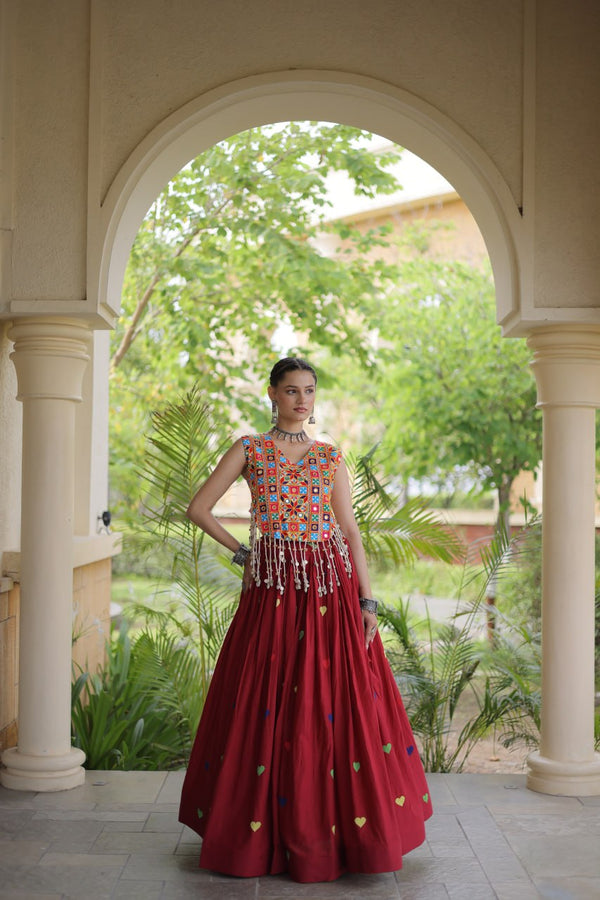 Cotton Heart Embroidered Lehenga Choli ClothsVilla