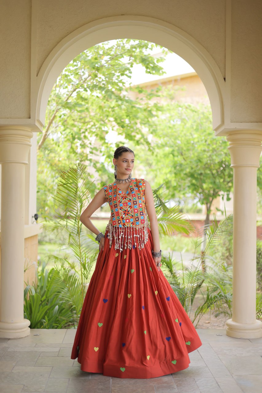 Cotton Heart Embroidered Lehenga Choli ClothsVilla