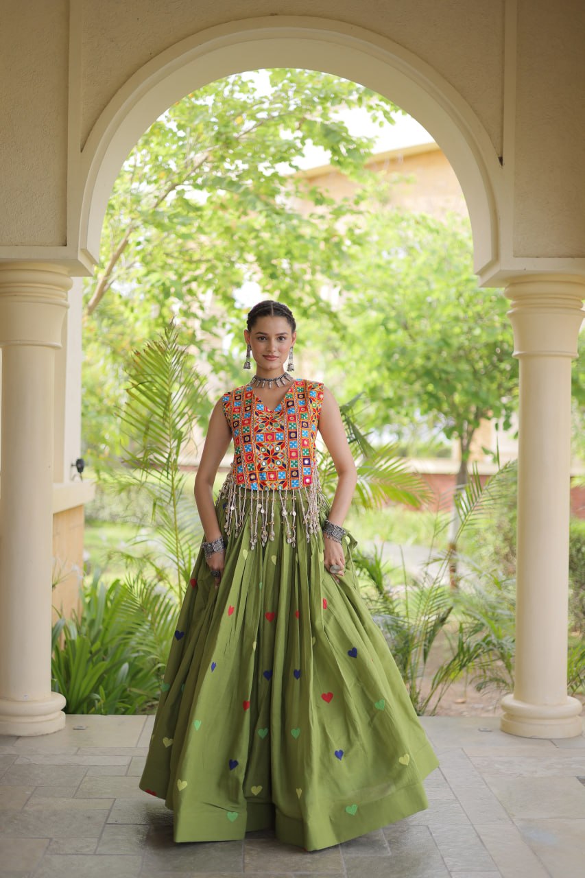 Cotton Heart Embroidered Lehenga Choli ClothsVilla