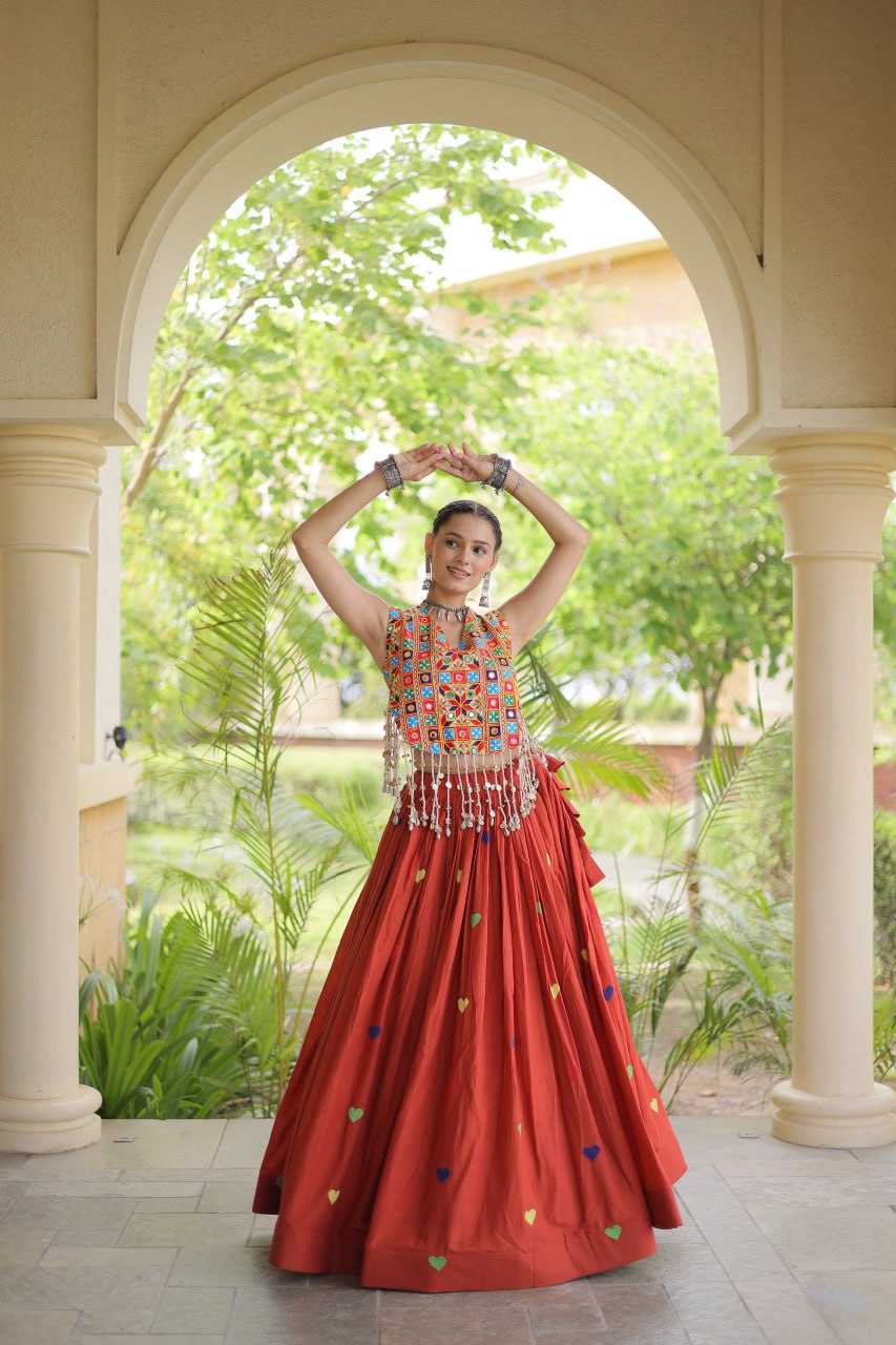 Cotton Heart Embroidered Lehenga Choli ClothsVilla