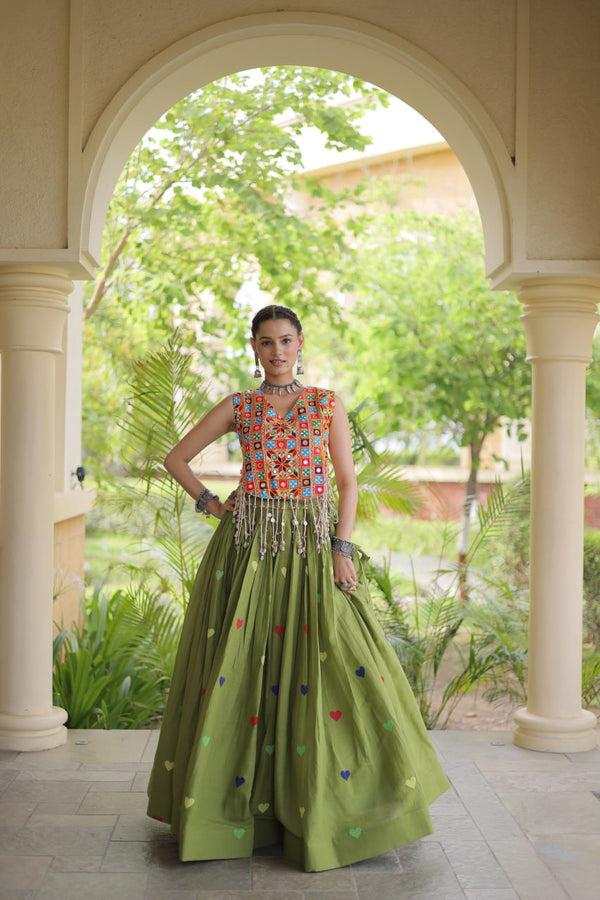 Cotton Heart Embroidered Lehenga Choli ClothsVilla