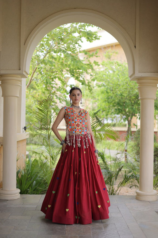 Cotton Heart Embroidered Lehenga Choli ClothsVilla