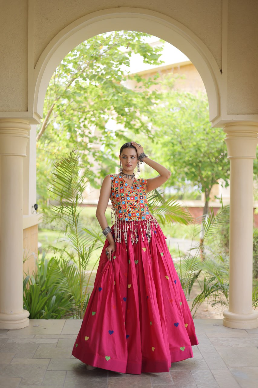 Cotton Heart Embroidered Lehenga Choli ClothsVilla
