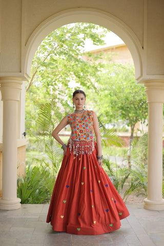 Cotton Heart Embroidered Lehenga Choli ClothsVilla