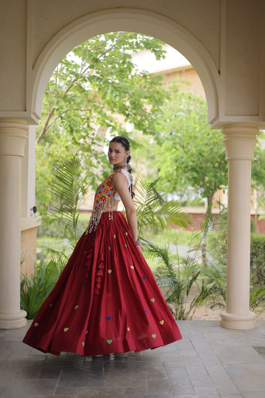 Cotton Heart Embroidered Lehenga Choli ClothsVilla