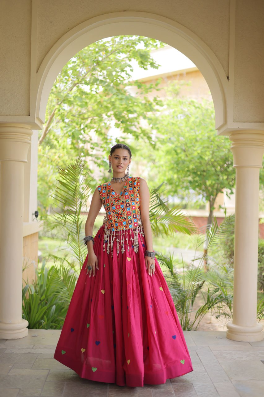Cotton Heart Embroidered Lehenga Choli ClothsVilla