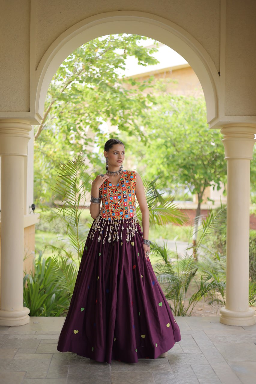 Cotton Heart Embroidered Lehenga Choli ClothsVilla