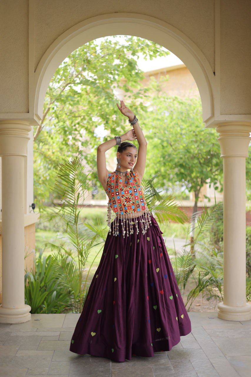 Cotton Heart Embroidered Lehenga Choli ClothsVilla