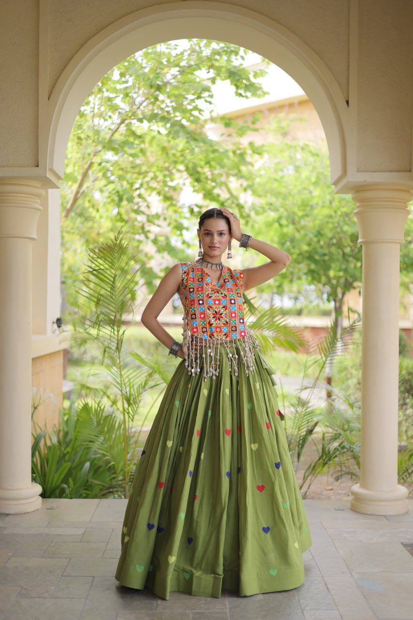 Cotton Heart Embroidered Lehenga Choli ClothsVilla